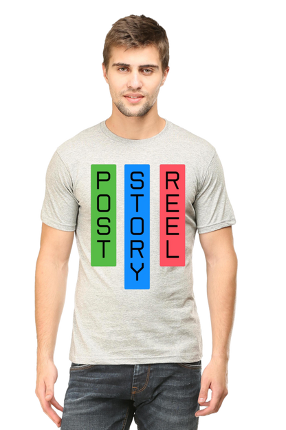 Post Reel Story Mens Round Neck Lighter Shade T-shirt