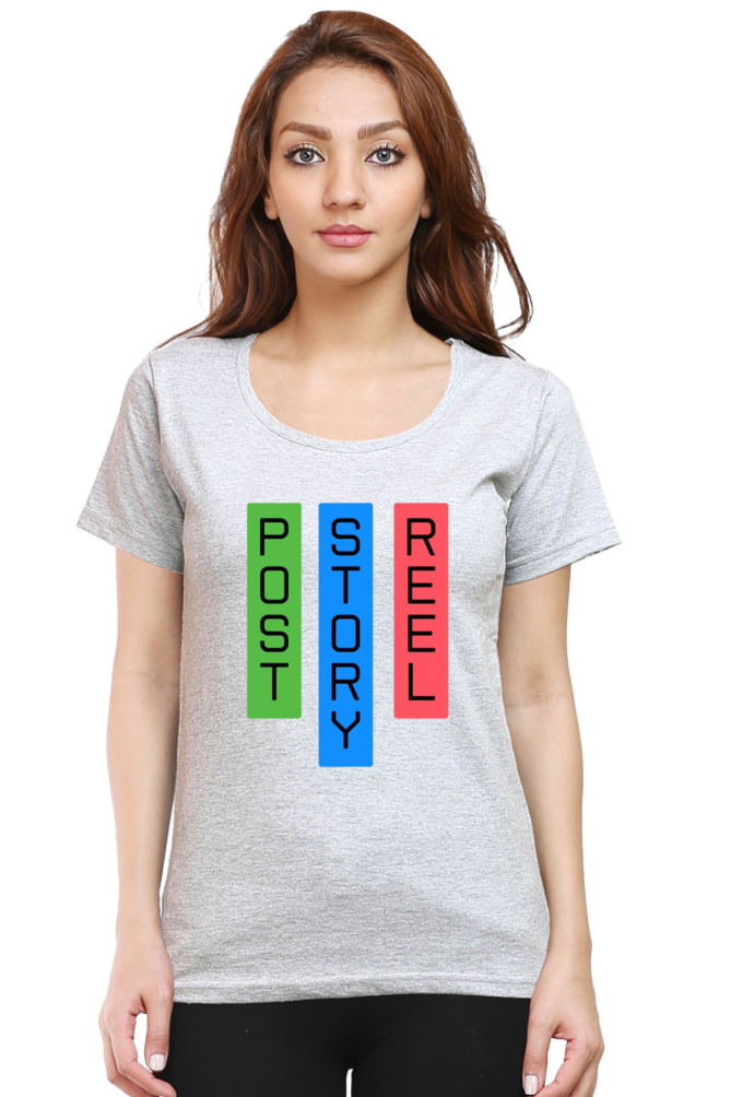 Post Story Reel Womens Round Neck Darker Shade T-shirt