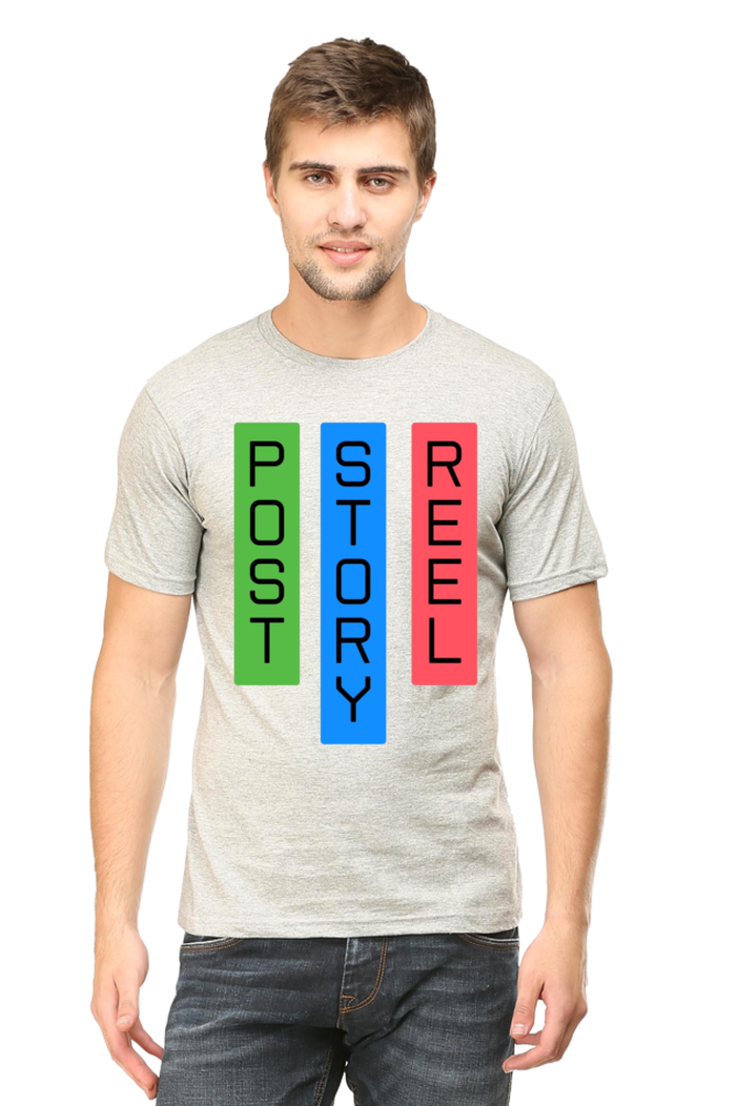 Post Reel Story Mens Round Neck Lighter Shade T-shirt