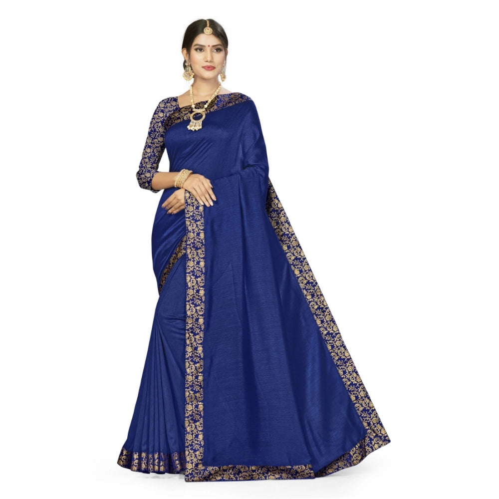 Snuggle Spot Women's Silk Blend Saree (Neavy blue, 5-6mtrs)
