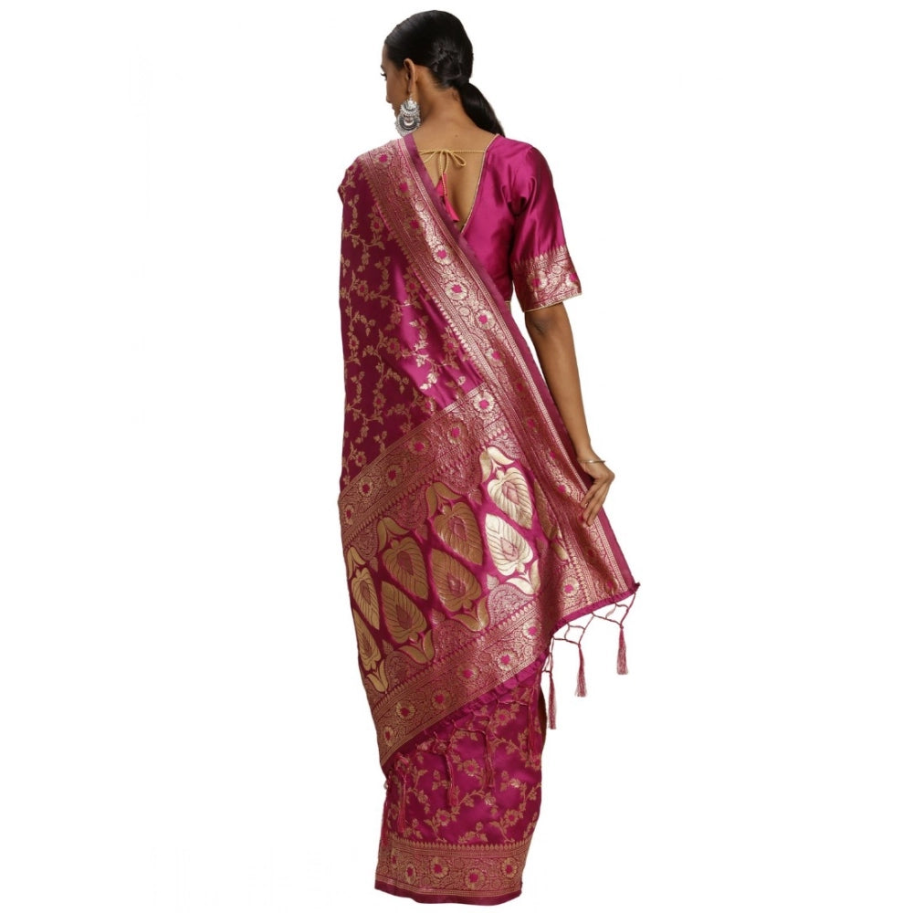 Snuggle Spot Women's Banarasi Silk Saree (Pink, 5-6mtrs)