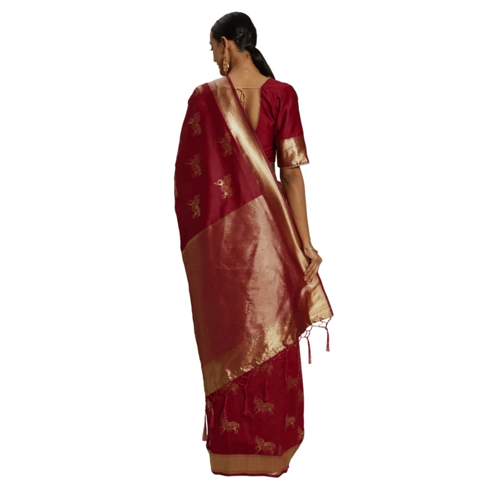 Snuggle Spot Women's Banarasi Silk Saree (Red, 5-6mtrs)