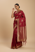 Snuggle Spot Women's Banarasi Silk Saree (Red, 5-6mtrs)