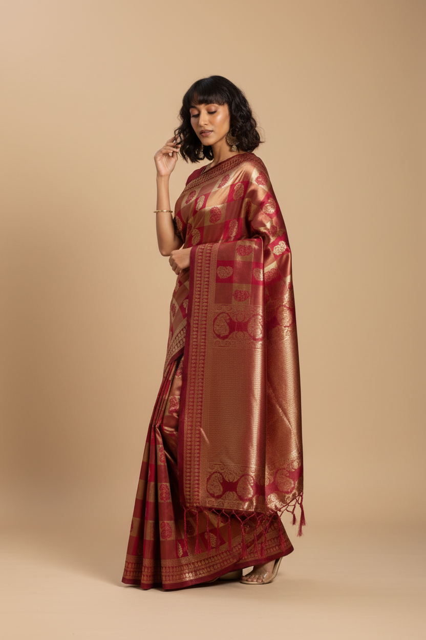 Snuggle Spot Women's Banarasi Silk Saree (Red, 5-6mtrs)