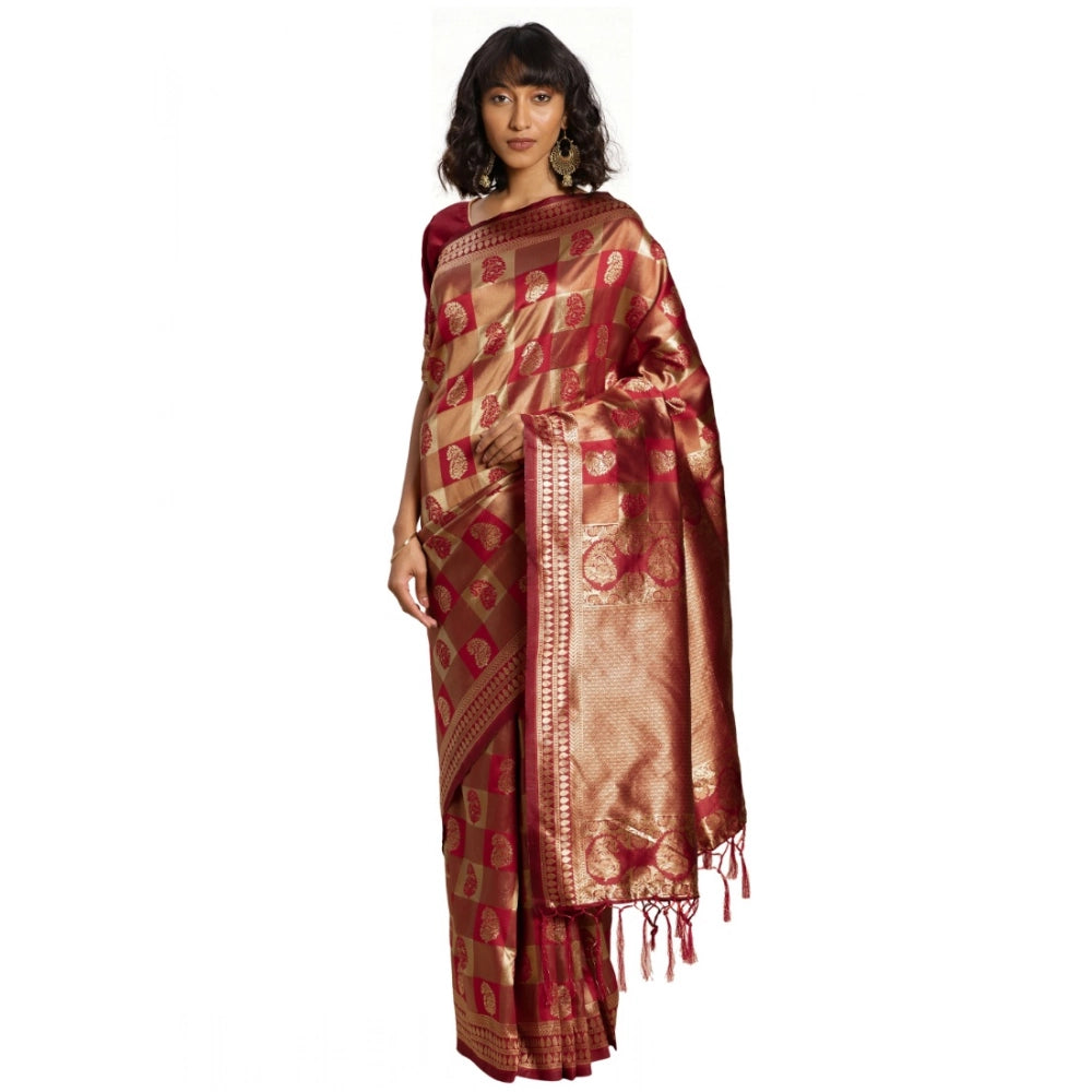 Snuggle Spot Women's Banarasi Silk Saree (Red, 5-6mtrs)