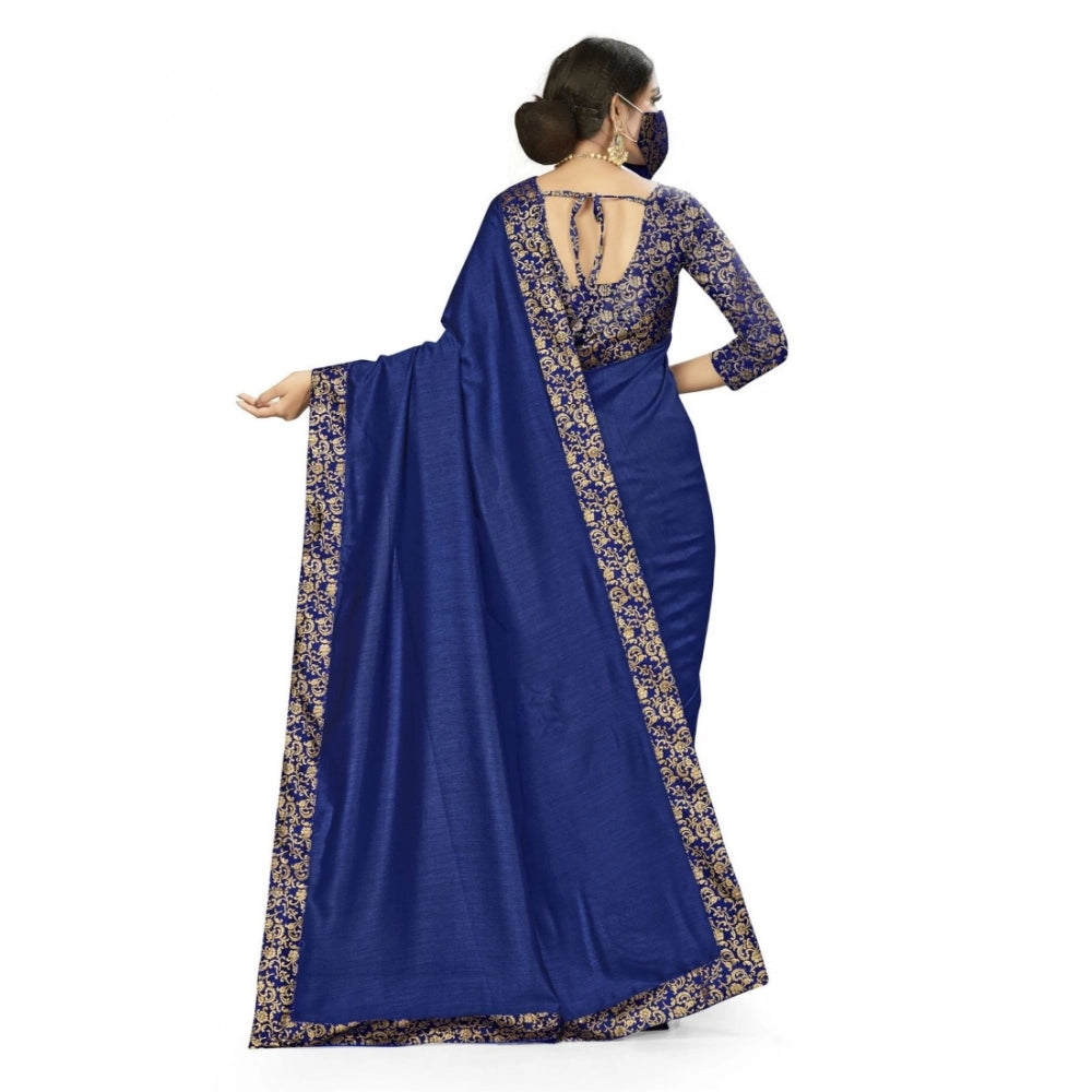 Snuggle Spot Women's Silk Blend Saree (Neavy blue, 5-6mtrs)