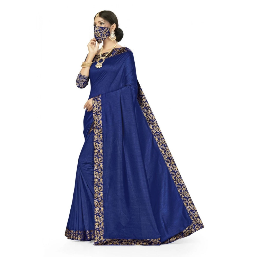 Snuggle Spot Women's Silk Blend Saree (Neavy blue, 5-6mtrs)