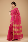 Snuggle Spot Women's Kota Doria Cotton Saree With Blouse (Rani,6-3 Mtrs)