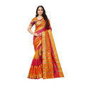 Snuggle Spot Women's Kota Doria Cotton Saree With Blouse (Orange,6-3 Mtrs)