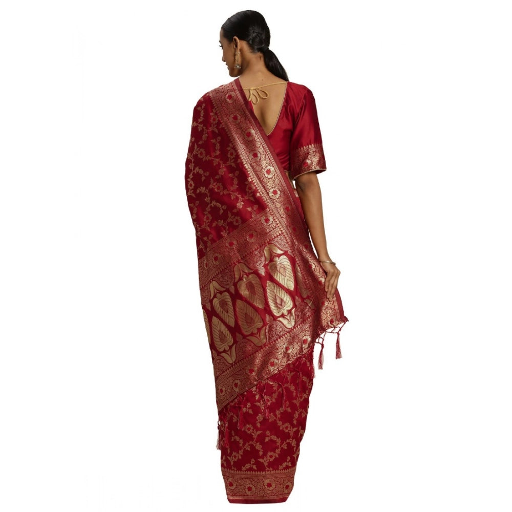 Snuggle Spot Women's Banarasi Silk Saree (Red,5-6 Mtrs)