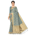 Snuggle Spot Women's Banarasi (Spun Cotton) Saree (Grey,5-6 Mtrs)