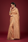 Snuggle Spot Women's Banarasi (Spun Cotton) Saree (Beige,5-6 Mtrs)
