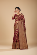 Snuggle Spot Women's Banarasi Silk Saree (Maroon,5-6 Mtrs)
