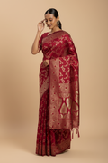 Snuggle Spot Women's Banarasi Silk Saree (Red,5-6 Mtrs)