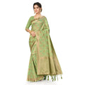 Snuggle Spot Women's Banarasi (Spun Cotton) Saree (Pista Green,5-6 Mtrs)