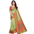 Snuggle Spot Women's Kota Doria Cotton Woven Butta Saree With Blouse (Light Green, 5-6 Mtrs)