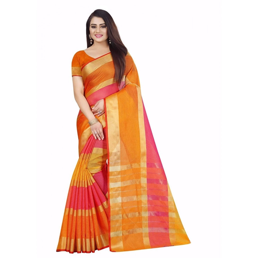 Snuggle Spot Women's Kota Doria Cotton Plain Saree With Blouse (Multicolor, 5-6 Mtrs)