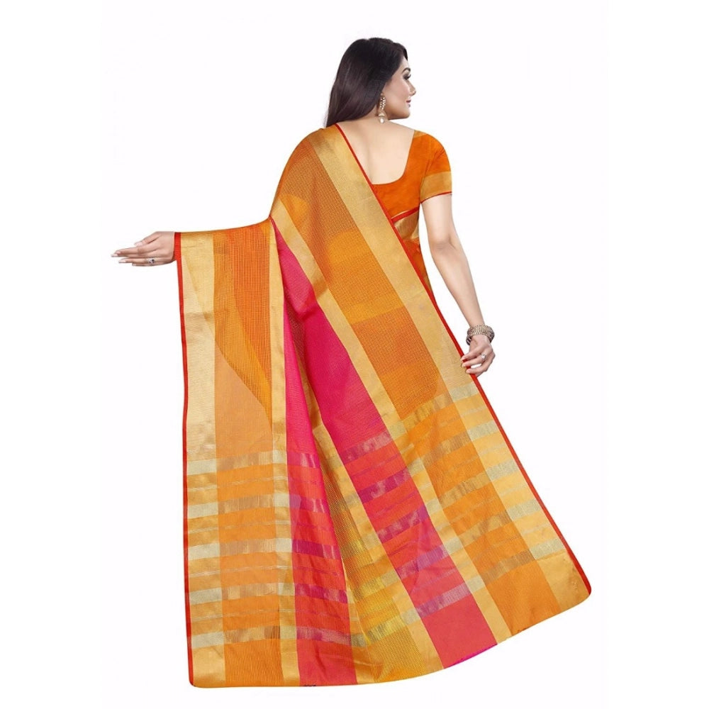 Snuggle Spot Women's Kota Doria Cotton Plain Saree With Blouse (Multicolor, 5-6 Mtrs)