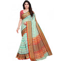 Snuggle Spot Women's Kota Doria Cotton Woven Butta Saree With Blouse (Pista, 5-6 Mtrs)