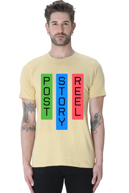 Post Reel Story Mens Round Neck Lighter Shade T-shirt