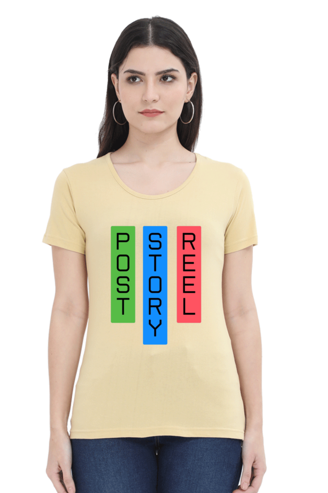 Post Story Reel Womens Round Neck Darker Shade T-shirt