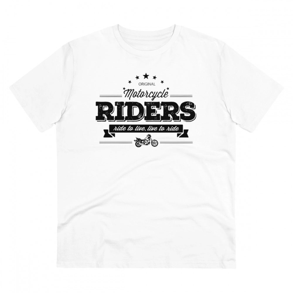 Snuggle Spot Men's PC Cotton Bike Ride Design Printed T Shirt (Color: White, Thread Count: 180GSM)