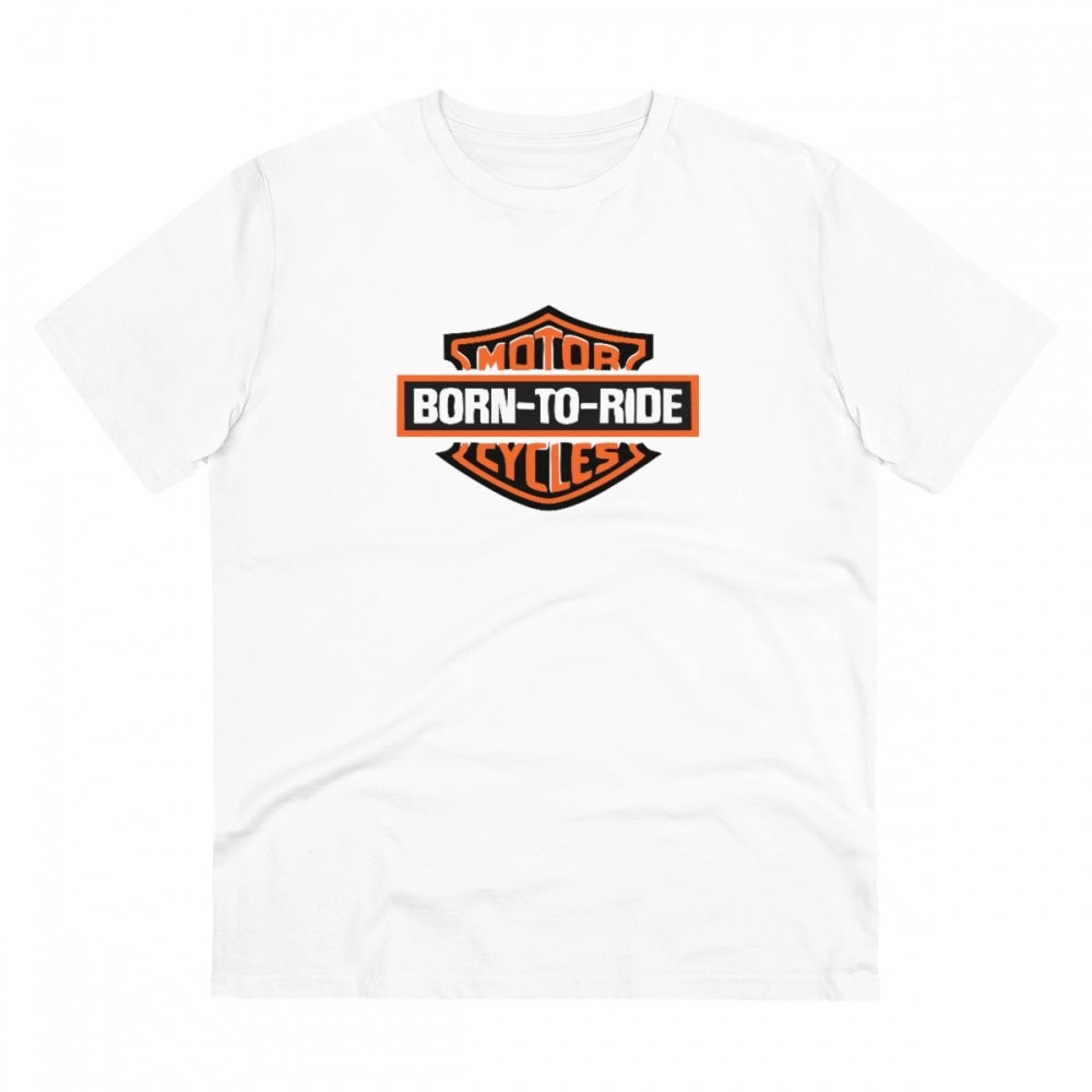 Snuggle Spot Men's PC Cotton Bike Ride Design Printed T Shirt (Color: White, Thread Count: 180GSM)