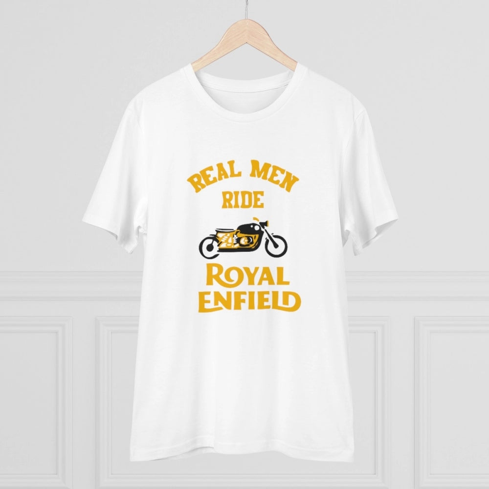 Snuggle Spot Men's PC Cotton Bike Ride Design Printed T Shirt (Color: White, Thread Count: 180GSM)