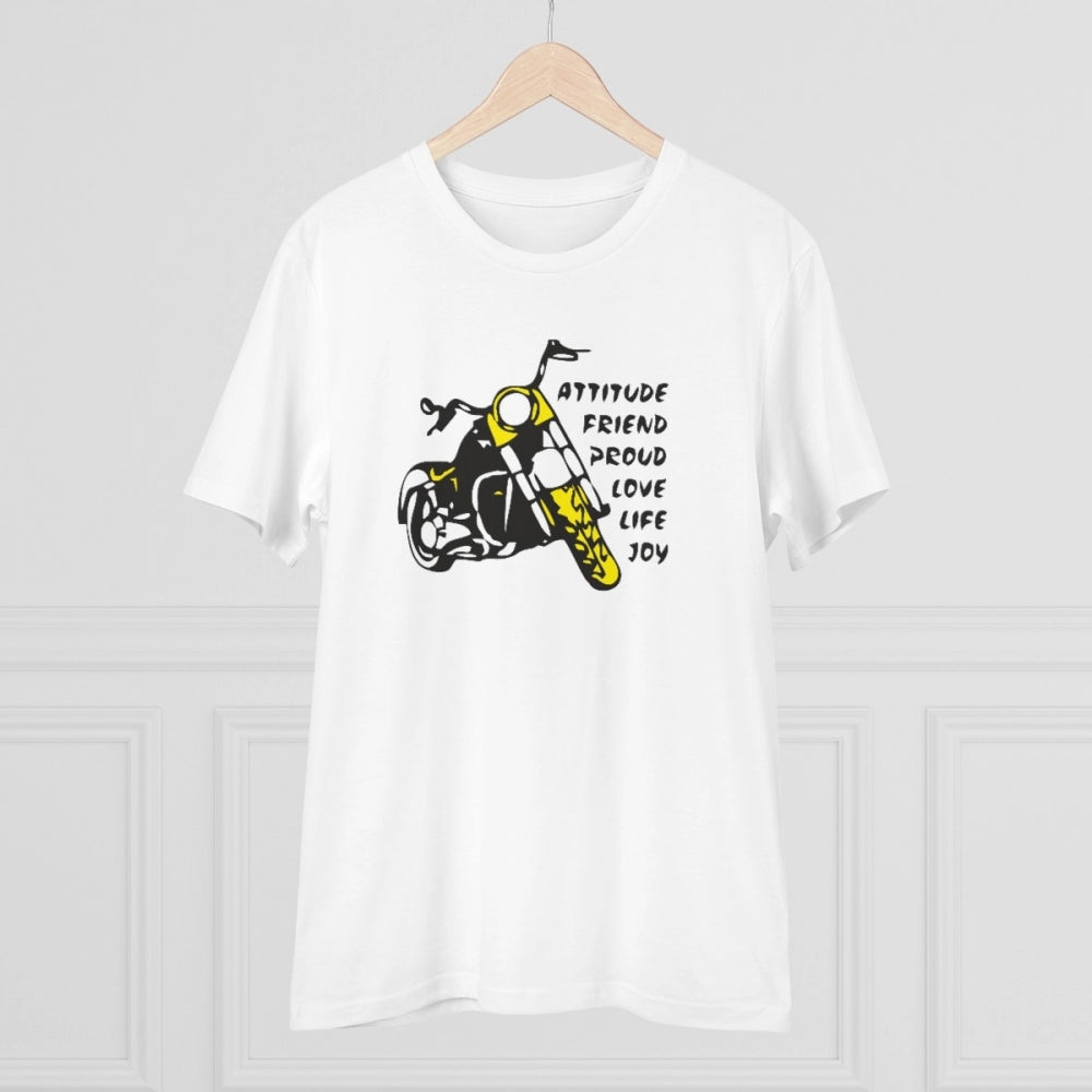 Snuggle Spot Men's PC Cotton Bike Ride Design Printed T Shirt (Color: White, Thread Count: 180GSM)