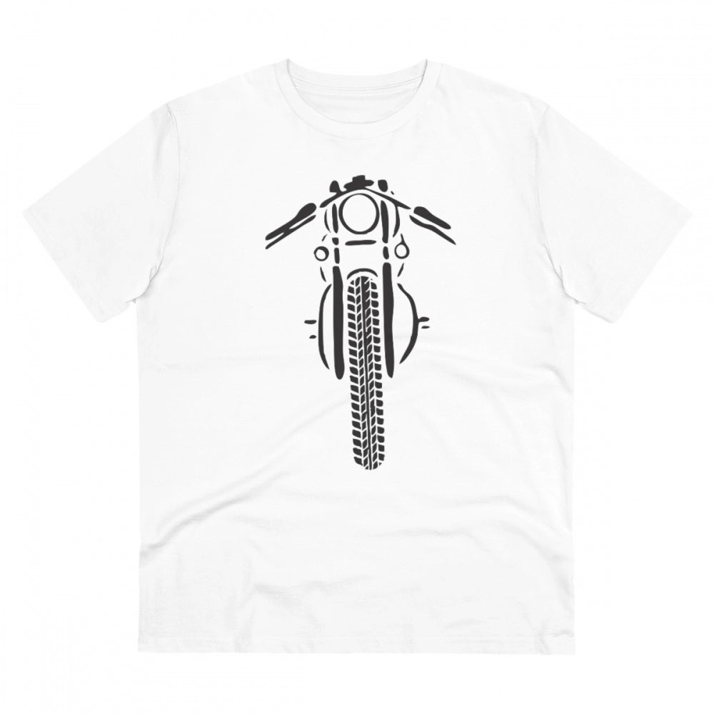 Snuggle Spot Men's PC Cotton Bike Ride Design Printed T Shirt (Color: White, Thread Count: 180GSM)