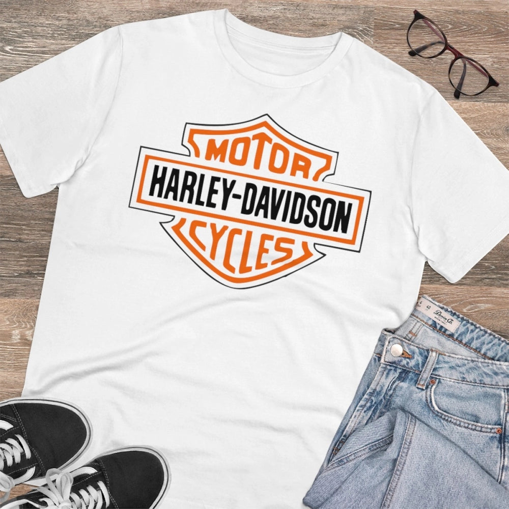 Snuggle Spot Men's PC Cotton Bike Ride Design Printed T Shirt (Color: White, Thread Count: 180GSM)