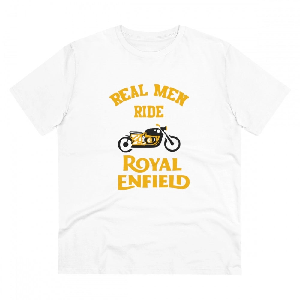 Snuggle Spot Men's PC Cotton Bike Ride Design Printed T Shirt (Color: White, Thread Count: 180GSM)