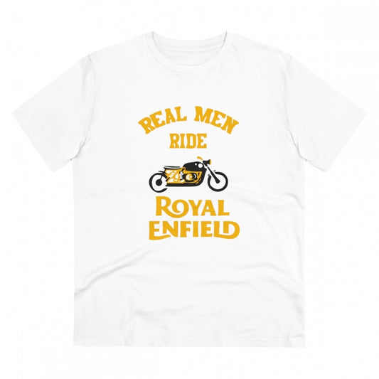 Snuggle Spot Men's PC Cotton Bike Ride Design Printed T Shirt (Color: White, Thread Count: 180GSM)