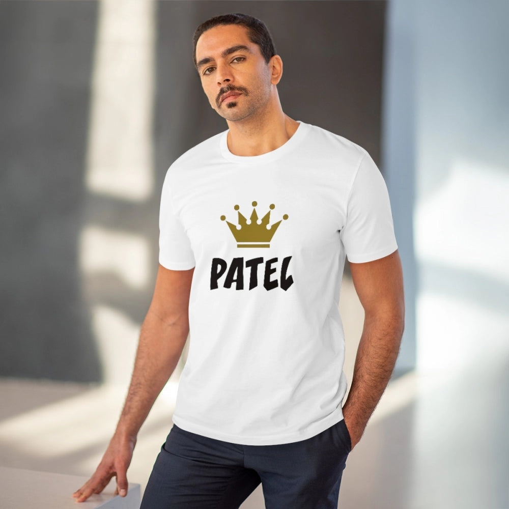 Snuggle Spot Men's PC Cotton Patel Printed T Shirt (Color: White, Thread Count: 180GSM)
