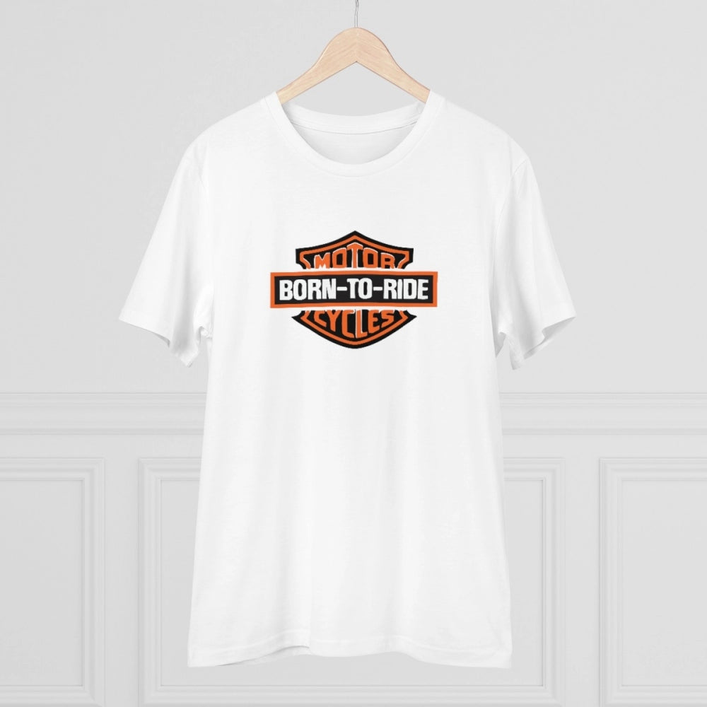 Snuggle Spot Men's PC Cotton Bike Ride Design Printed T Shirt (Color: White, Thread Count: 180GSM)