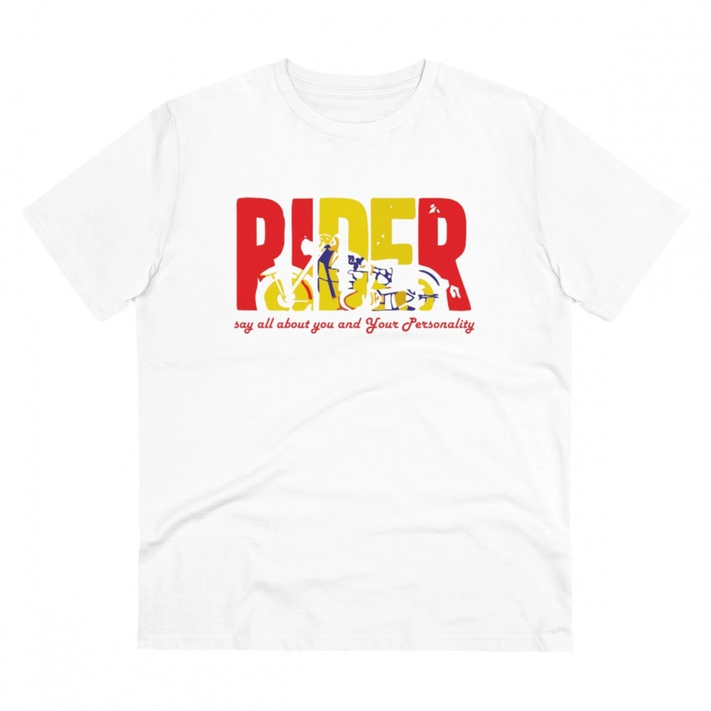 Snuggle Spot Men's PC Cotton Bike Ride Design Printed T Shirt (Color: White, Thread Count: 180GSM)