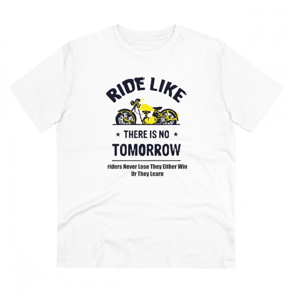 Snuggle Spot Men's PC Cotton Bike Ride Design Printed T Shirt (Color: White, Thread Count: 180GSM)