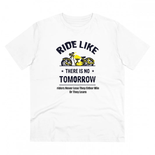 Snuggle Spot Men's PC Cotton Bike Ride Design Printed T Shirt (Color: White, Thread Count: 180GSM)
