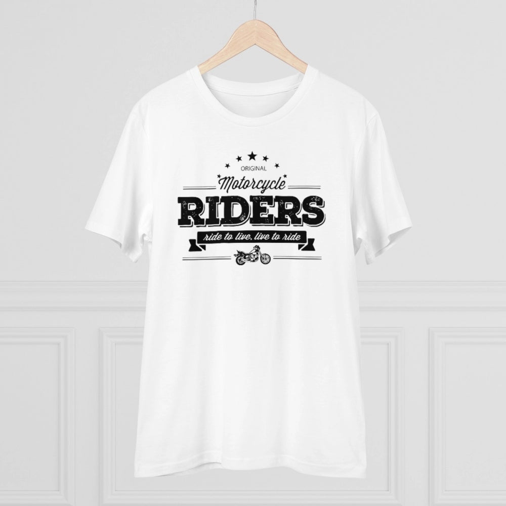 Snuggle Spot Men's PC Cotton Bike Ride Design Printed T Shirt (Color: White, Thread Count: 180GSM)