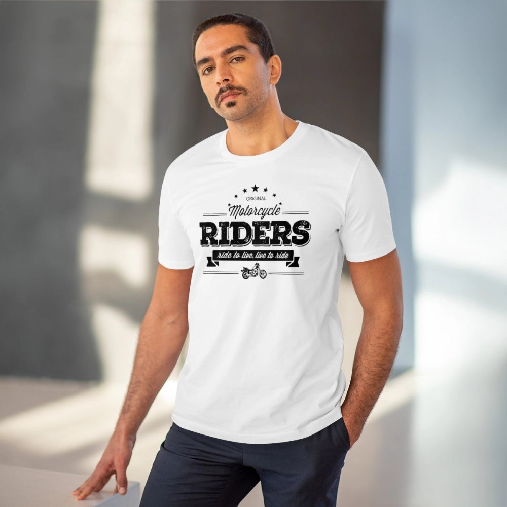 Snuggle Spot Men's PC Cotton Bike Ride Design Printed T Shirt (Color: White, Thread Count: 180GSM)