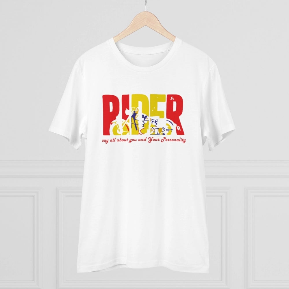 Snuggle Spot Men's PC Cotton Bike Ride Design Printed T Shirt (Color: White, Thread Count: 180GSM)