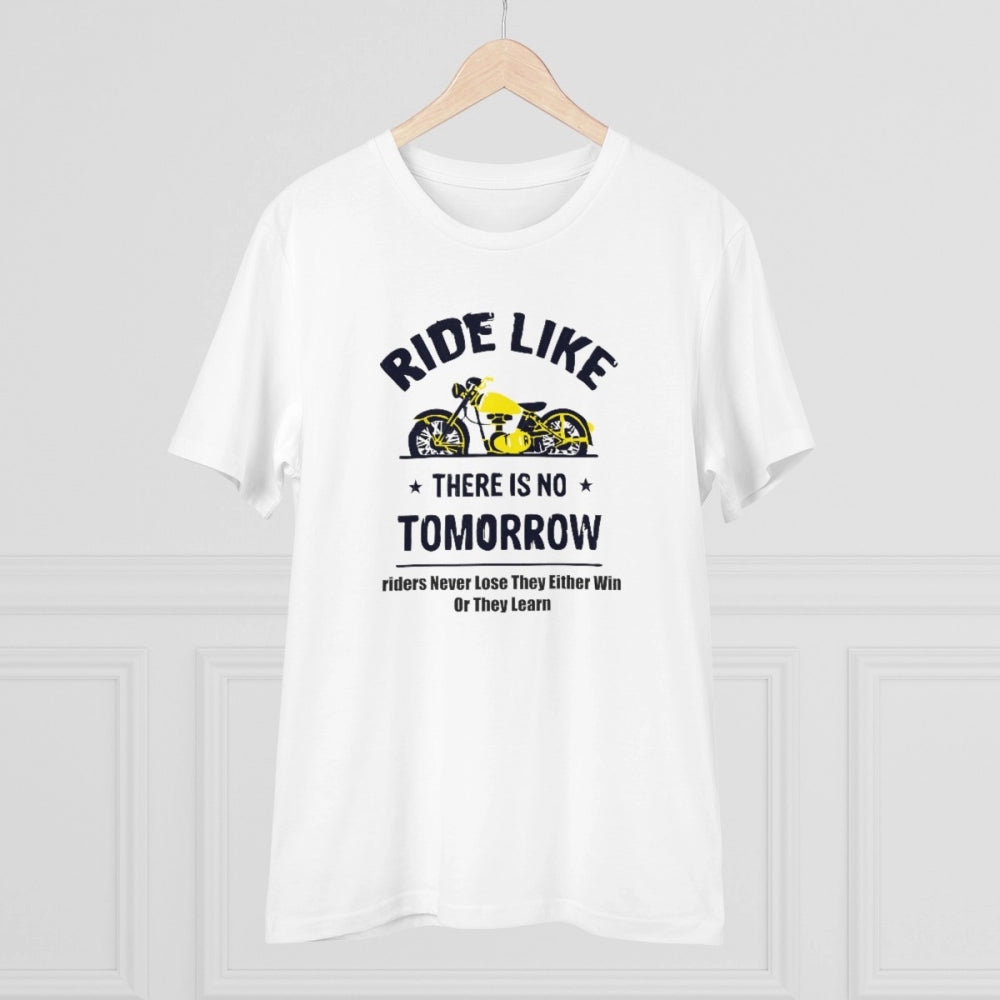 Snuggle Spot Men's PC Cotton Bike Ride Design Printed T Shirt (Color: White, Thread Count: 180GSM)