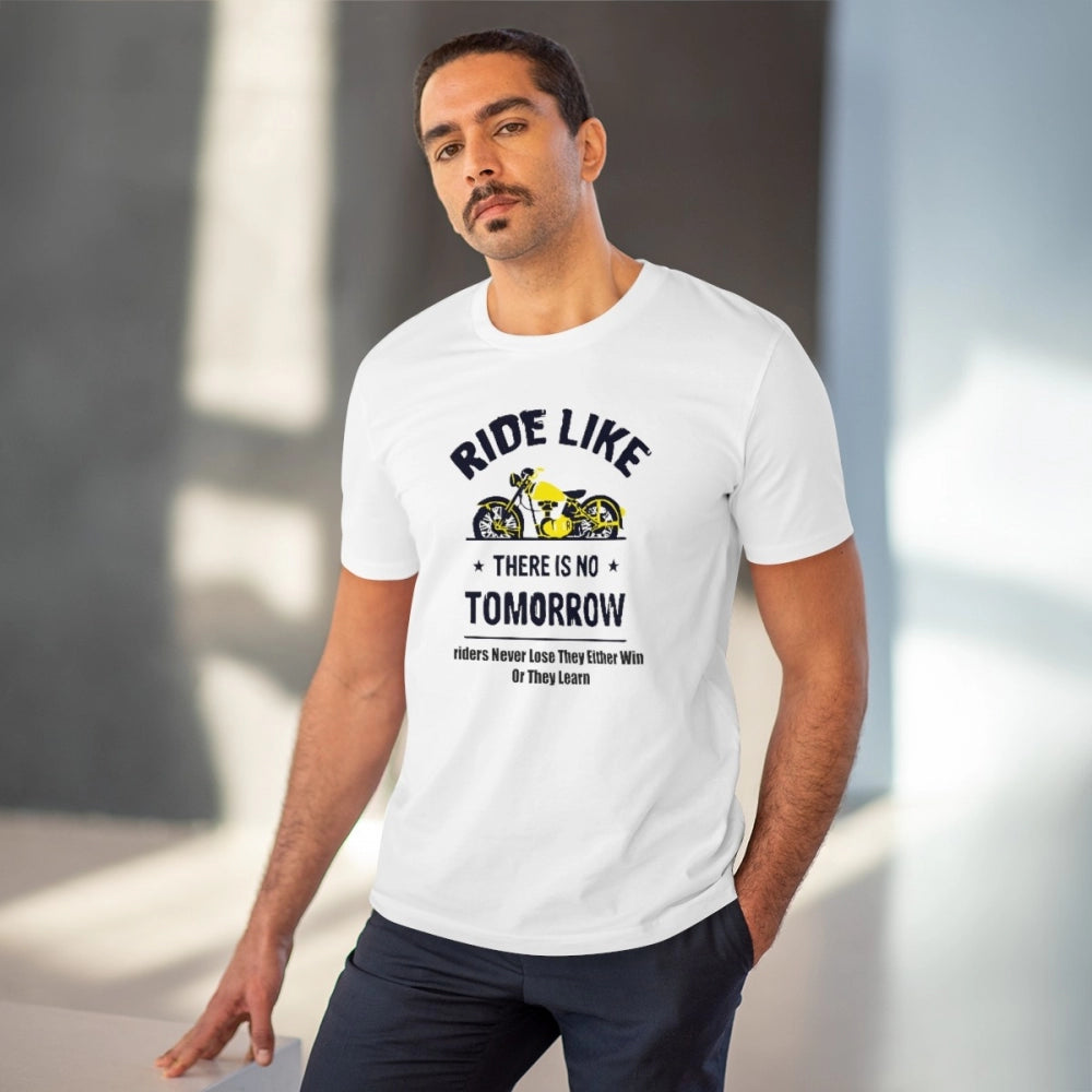 Snuggle Spot Men's PC Cotton Bike Ride Design Printed T Shirt (Color: White, Thread Count: 180GSM)