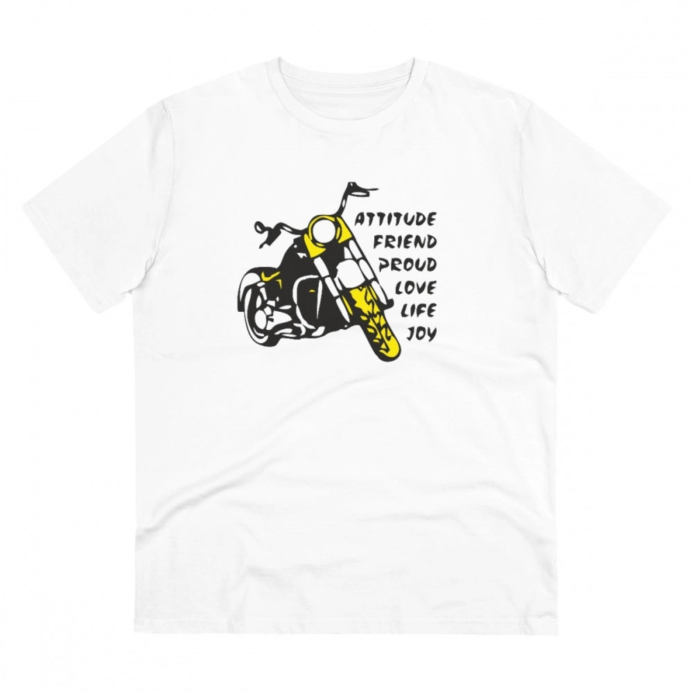 Snuggle Spot Men's PC Cotton Bike Ride Design Printed T Shirt (Color: White, Thread Count: 180GSM)