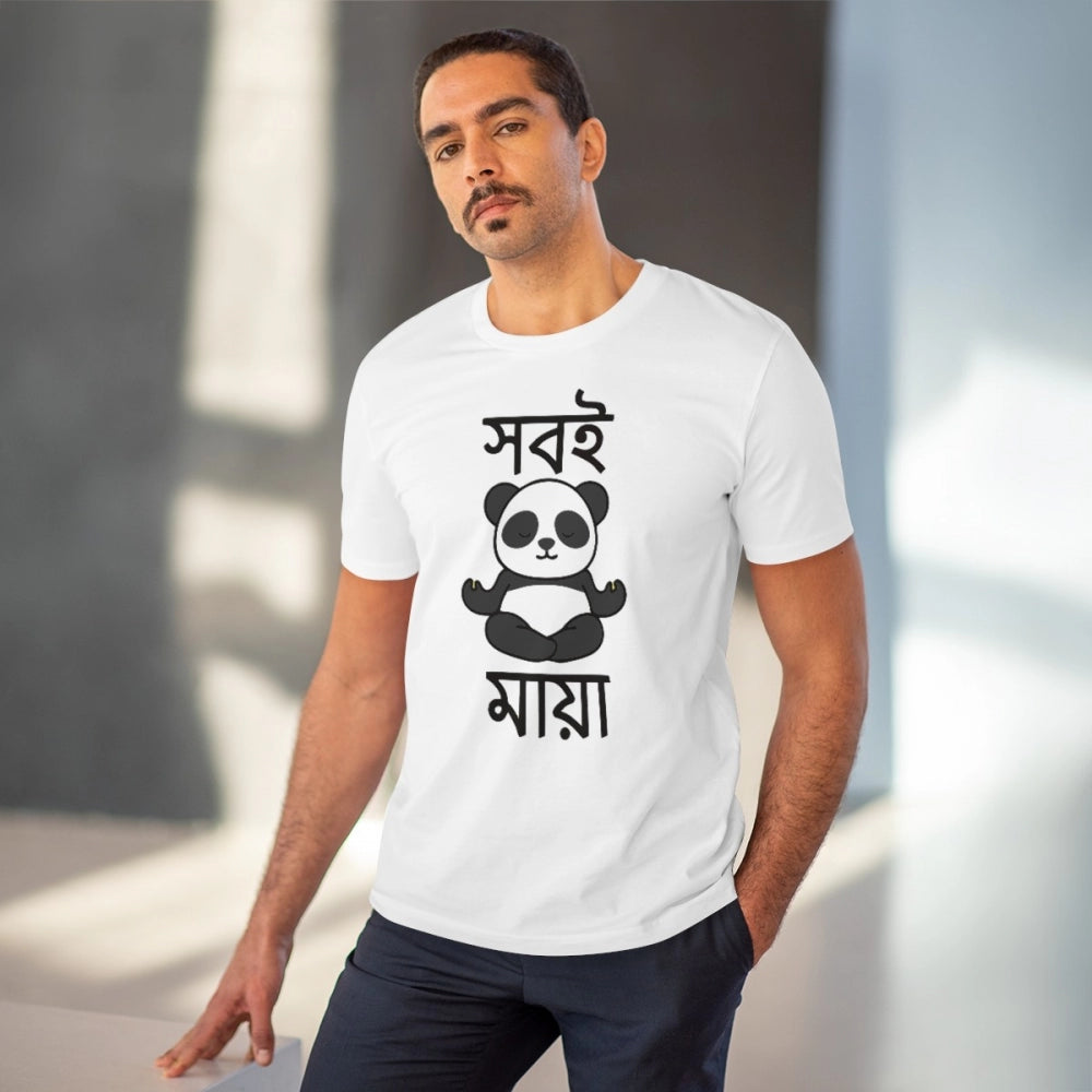 Snuggle Spot Men's PC Cotton Bengali Designs Printed T Shirt (Color: White, Thread Count: 180GSM)