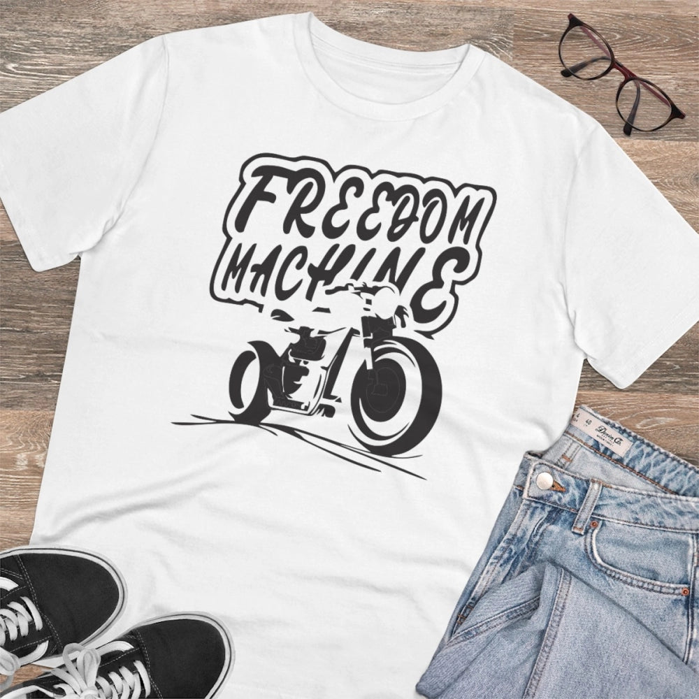 Snuggle Spot Men's PC Cotton Bike Ride Design Printed T Shirt (Color: White, Thread Count: 180GSM)