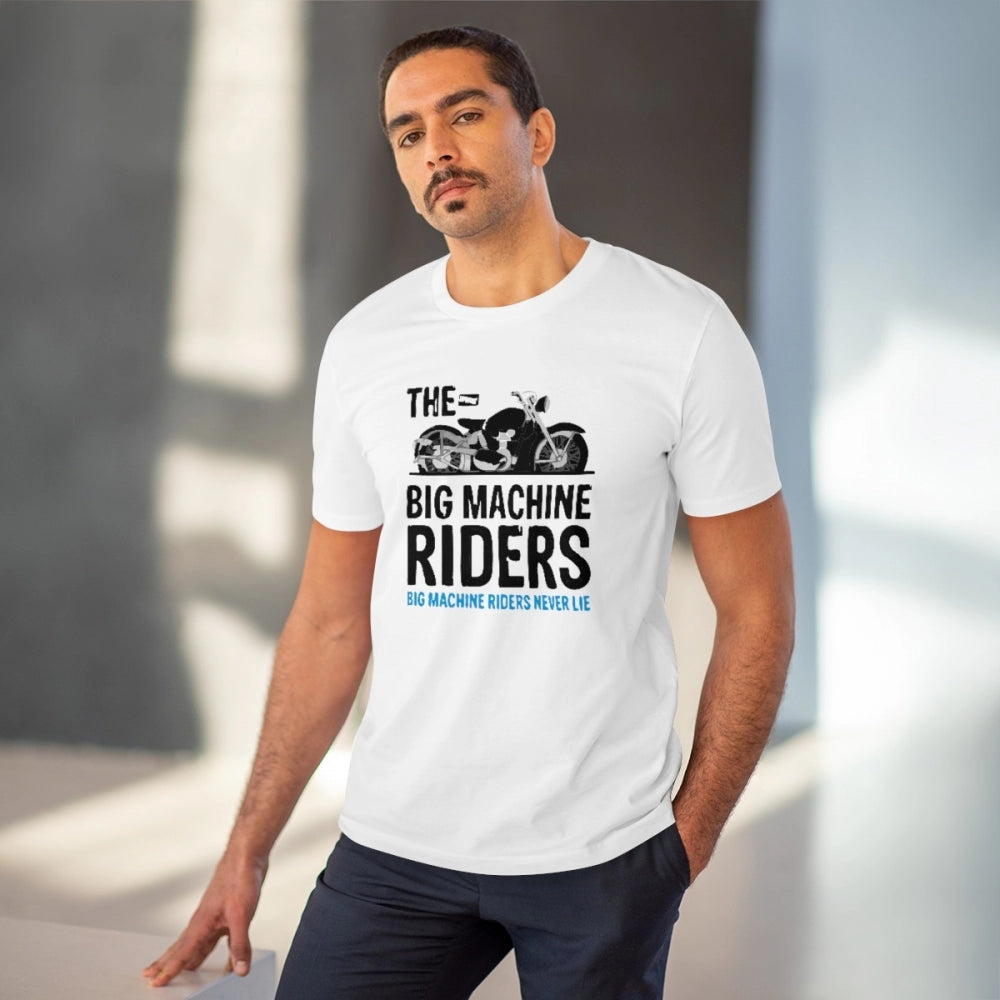 Snuggle Spot Men's PC Cotton Bike Ride Design Printed T Shirt (Color: White, Thread Count: 180GSM)