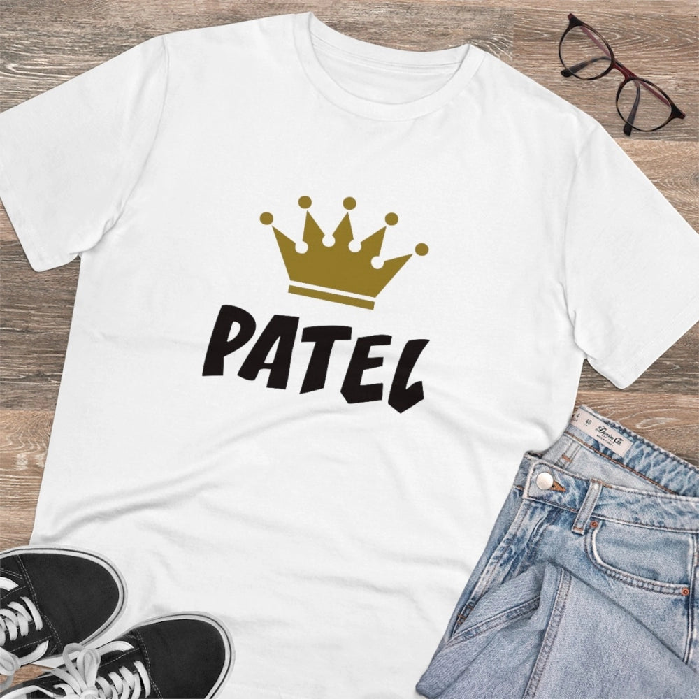 Snuggle Spot Men's PC Cotton Patel Printed T Shirt (Color: White, Thread Count: 180GSM)