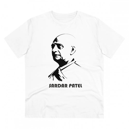 Snuggle Spot Men's PC Cotton Sardar Patel Printed T Shirt (Color: White, Thread Count: 180GSM)