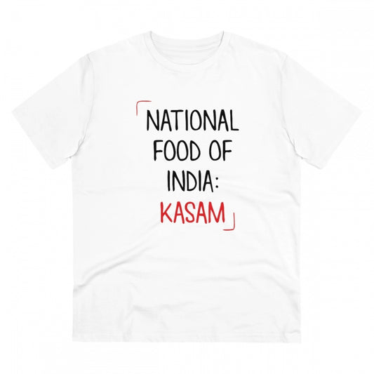 Snuggle Spot Men's PC Cotton India Kasam Printed T Shirt (Color: White, Thread Count: 180GSM)